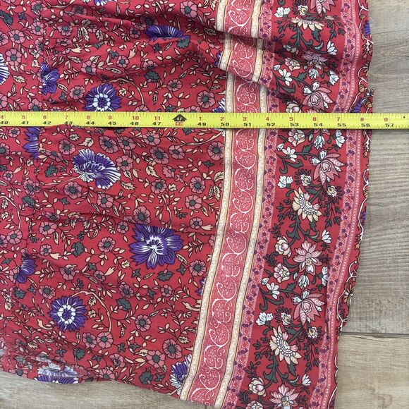 Hayden Women Red Floral Maxi Dress Size L Boho Gypsy Hippie Festival Cottagecore - Picture 11 of 13